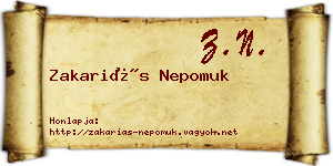 Zakariás Nepomuk névjegykártya